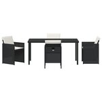 vidaXL Ensemble de Salle à Manger de Jardin de 5 Pièces avec Coussins en Rattan Poly Noir