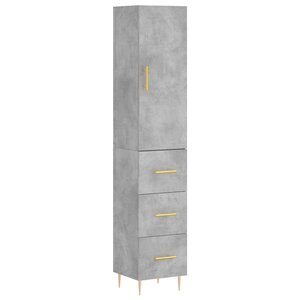 vidaXL Buffet haut Gris béton 34 5x34x180 cm Bois d'ingénierie