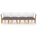 vidaXL Salon de jardin 4 Pièces avec coussins Bois d'acacia solide