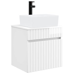 vidaXL Meuble de lavabo mural Blanc brillant 49 x 41 x 63 cm