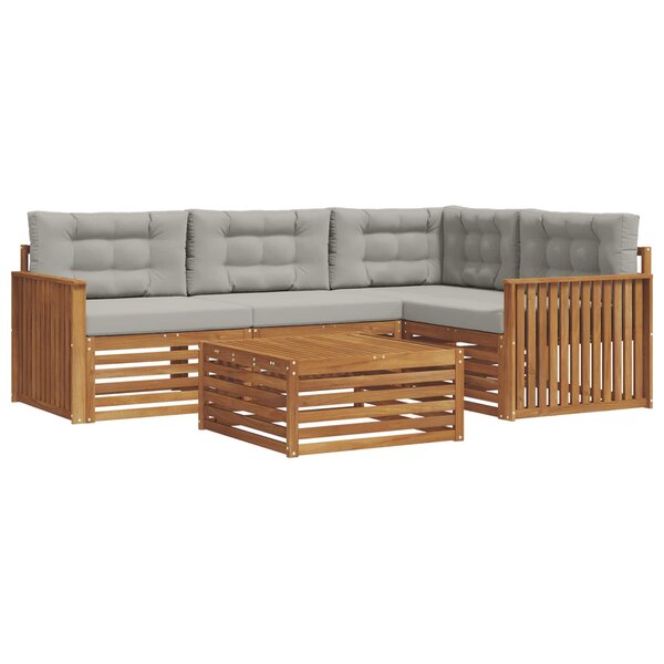 vidaXL Ensemble de canapés d'extérieur 5 pc Gris Naturel et Clair