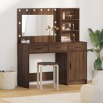 Ensemble de coiffeuse 2 pièces vidaXL avec LED en bois d'ingénierie chêne noir
