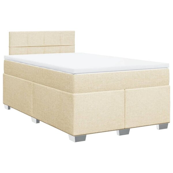 vidaXL Sommier à lattes de lit avec matelas crème 120x190 cm tissu