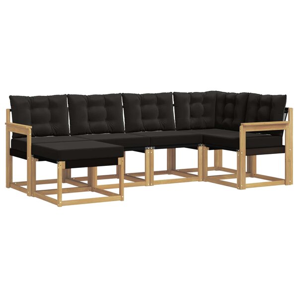 vidaXL Ensemble de canapés d'extérieur 6 pc Blanc et noir