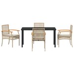 vidaXL Ensemble de salle à manger de jardin 5 pièces avec coussins en poly rattan beige