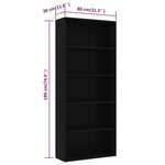 vidaXL Bibliothèque à 5 niveaux Noir 80x30x189 cm Bois d'ingénierie