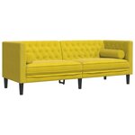 vidaXL Canapé Chesterfield avec traversins 3 places jaune velours