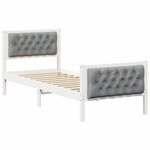 vidaXL Cadre de lit avec tête de lit Gris clair 75 x 190 cm Pin massif