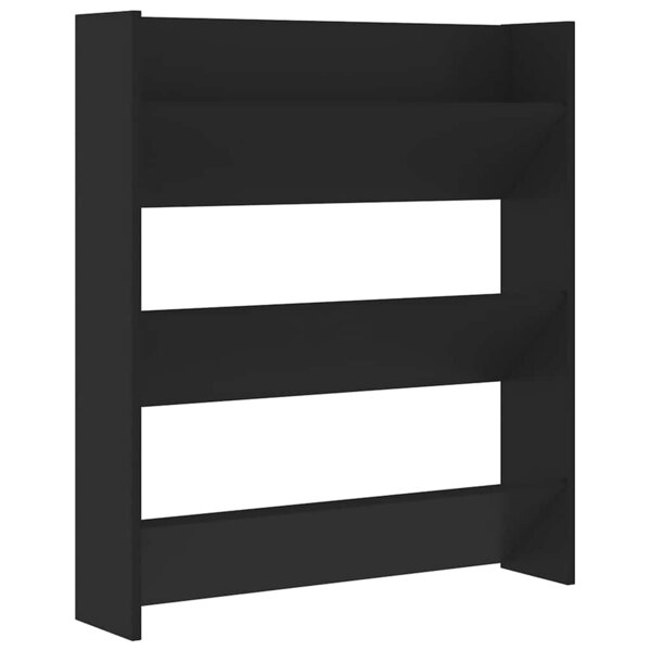 vidaXL Armoire à chaussures murale noir 80x18x90 cm bois d'ingénierie