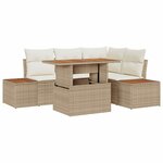 vidaXL Ensemble de canapé de jardin 5 Pièces Beige Poly rotin