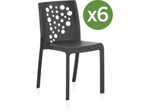 Lot de 6 chaises jardin "cocktail" - anthracite