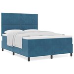 vidaXL Lit à ressorts avec matelas Bleu foncé 140 x 200 cm Velours