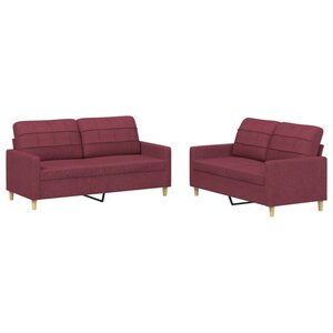 vidaXL Ensemble de canapés 2 Pièces avec coussins Rouge bordeaux Tissu