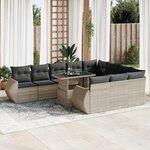 vidaXL Salon de jardin 11 Pièces avec coussins gris clair résine tressée
