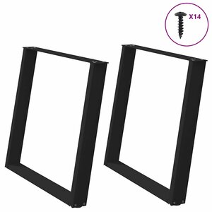 vidaXL Pieds de table à manger en U 2 pièces Noir 90 x (72-73) cm Acier