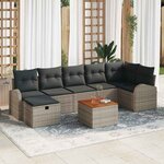 vidaXL Ensemble de canapé de jardin avec coussin 8 Pièces Gris Poly rotin
