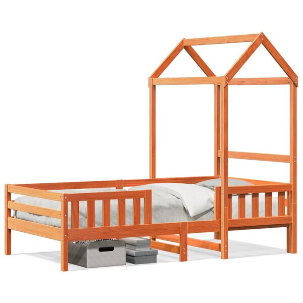 vidaXL Cadre de lit avec toit sans matelas cire marron 80x200 cm