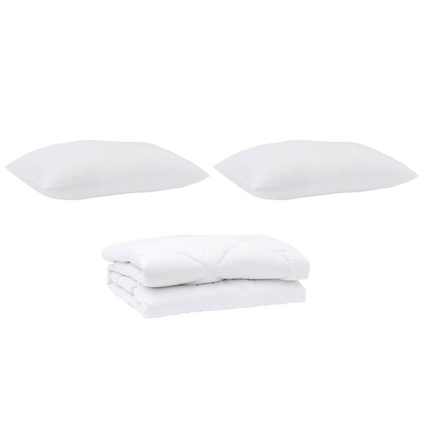 Duvet avec coussins Argyle 3 Pièces Blanc 200 x 200 cm Microfibre