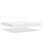 vidaXL Cadre de lit métal avec tête de lit/pied de lit blanc 193x203cm