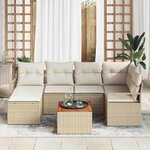 vidaXL Ensemble de canapé de jardin 7 Pièces Beige et blanc