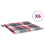 vidaXL Coussins de chaise de jardin lot de 6 carreaux rouges 40x40x4cm