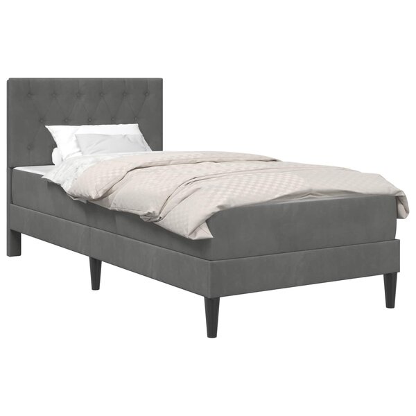 vidaXL Cadre de lit avec matelas Gris foncé 90 x 190 cm Velours