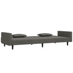 vidaXL Canapé-lit à 2 places avec deux oreillers Gris foncé Velours