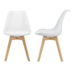 Lot de 2 chaises siège de salle à manger scandinave cuisine plastique synthétique blanc 03_0002768