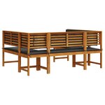 Ensemble de mobilier de jardin 5 pièces avec coussins en acacia