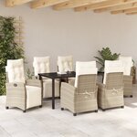 vidaXL Ensemble de jardin 7 pièces Beige Poly Rattan
