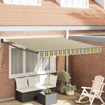 vidaXL Auvent Rétractable Vert et jaune 350 x 250 cm tissu