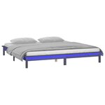 vidaXL Cadre de lit à LED sans matelas gris 140x190 cm bois massif