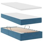 vidaXL Lit avec rangement et matelas Bleu foncé 90 x 200 cm Velours