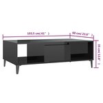 vidaXL Table basse noir brillant 103 5x60x35 cm bois d'ingénierie