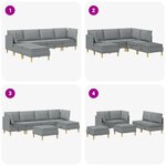 vidaXL Canapé modulaire avec rangement 6 Pièces Gris clair Tissu