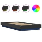 vidaXL Cadre de lit avec lumières LED sans matelas noir 75x190 cm