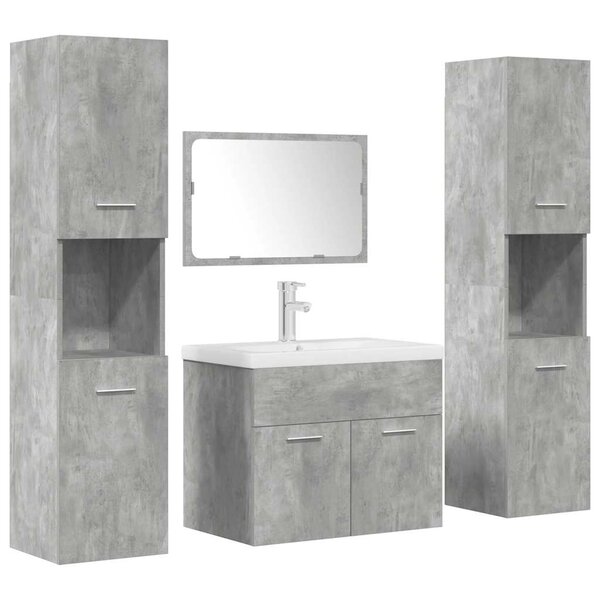 vidaXL Ensemble de meubles de salle de bain 5 Pièces gris béton