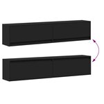 vidaXL Meuble TV mural avec LED noir 180x31x38 cm