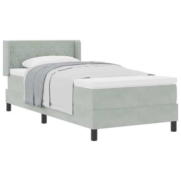 Box Spring VidaXL avec Matelas Gris Clair 100x200 cm Velours