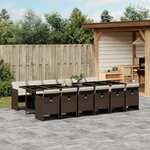 vidaXL Ensemble à manger de jardin avec coussins 13 Pièces marron rotin