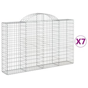 vidaXL Paniers à gabions arqués 7 Pièces 200x30x120/140 cm Fer galvanisé