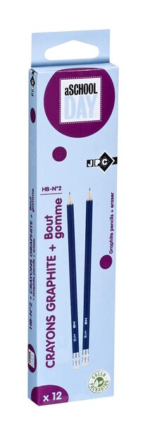 Boite 12 crayons graphite Eco HB avec bout gomme JPC