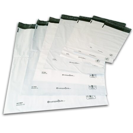 Lot de 1000 Enveloppes plastiques blanches opaques FB05 - 350x450 mm