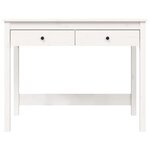 Bureau table poste de travail meuble d'ordinateur informatique étude avec tiroirs 100 x 50 x 78 cm bois massif de pin blanc 02_0023464