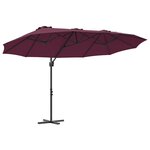 vidaXL Parasol cantilever de jardin Rouge bordeaux 372 x 198 x 243 cm