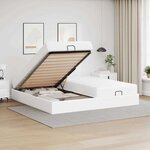 vidaXL Cadre de lit avec matelas Blanc pur 200 x 200 cm Faux cuir
