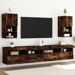 vidaXL Meubles TV avec lumières LED 2 Pièces chêne fumé 30 5x30x60 cm