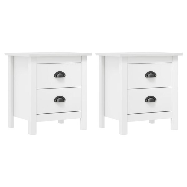 vidaXL Tables de chevet Hill 2 Pièces Blanc 46x35x49 5 cm Bois pin solide