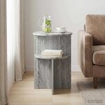 vidaXL Table d'appoint Sonoma gris Ø 39 5 x 55 cm Bois d'ingénierie