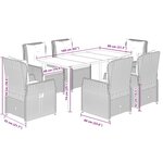 vidaXL Ensemble à manger de jardin et coussins 7 Pièces beige poly rotin